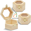 OEM Wooden Hexagon Magnetic Jewelry Box Solid Wood Engagement Ring Bearer Pillow Holder Whitewash Color