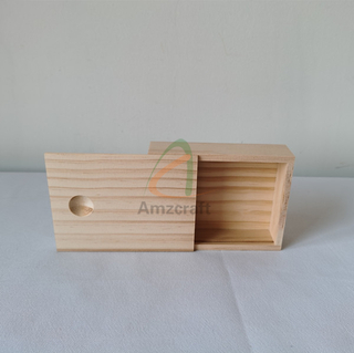 Pine Wood USB Photo Box with Slide Lid Small Size Keepsake Storage