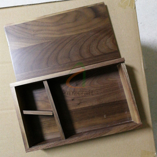 Clear Varnish Walnut Wood Gift Package USB Photo Box Tenon Structure with Compartment
