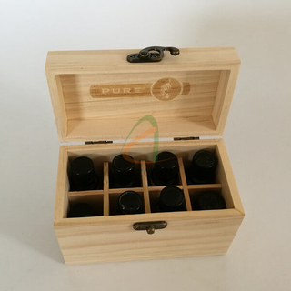 Pine Wood Essential Oil Box Organizer Holds 15ML 8 Bottles,Removable Dividers