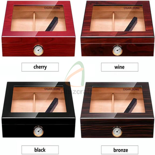 Wood Cigars Display Box Humidor for Pipe Tobacco Luxury Cherry Glossy Stash