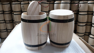 Paulownia Natural Color Small Wood Coffee Bean Barrel Customized Size
