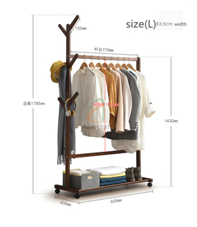 Wooden Cloth Drying Stand Garment Hanging Rack Household Coats Shoes Organizer Eco-friendly Pine Shelves