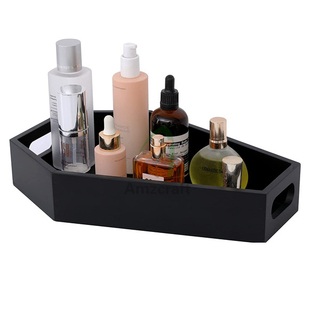 Black Color Wood Coffin Tray Table Storage with Cutout Handles Ideal Halloween Gift Box