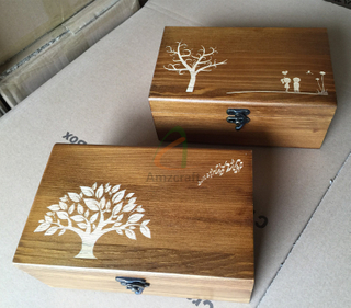 Dark Brown Pine Wood Personalized Gift Box with Dividers Customized Size and Logo Wholesale