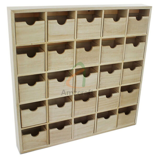 Unfinished Empty Drawers Wood Advent Calendar Refillable Candy Box