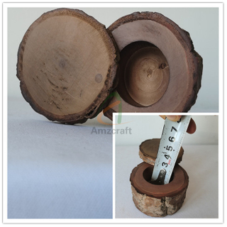 Rustic Natural Poplar Wood Log Engagement Ring Box with Swivel Open Lid Customized Size Available