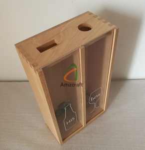 Solid Wood Wine Bottle Caps Storage Box Champagne Corks Keepsaker Memory Organizer with Two Compartments Acrylic Cover