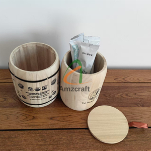  Jinan Amazing Craft Paulownia Wood Coffee Been Packaging Barrel Wooden Cask Storage Light Weight Ecofriendly Easy to Take
