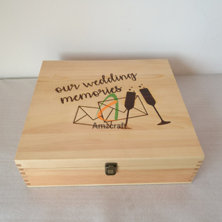 Wooden Christmas Box Gift Storage Organizer Stash Case with Two Compartments Pine Wood Customized Size Wholesale China