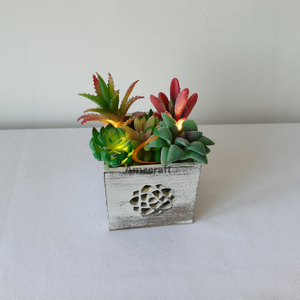 wood artifical flower box with led lights